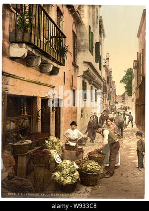 Une rue, Venise, Italie Imprimer no. 6970. Plus d'informations sur l'impression Photochrom Collection est disponible à l'http://hdl.loc.gov/loc.pnp/pp.pgz fait partie de : vues d'architecture et d'autres sites en Italie dans les Photochrom collection imprimée. Titre de la Detroit Publishing Co., catalogue J-section étrangère, Detroit, Michigan : Detroit Publishing Company, 1905. Banque D'Images