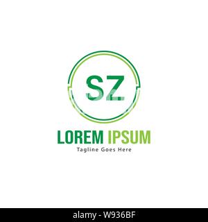 Logo SZ initiale modèle avec cadre moderne. Lettre SZ minimaliste design logo vector illustration Illustration de Vecteur