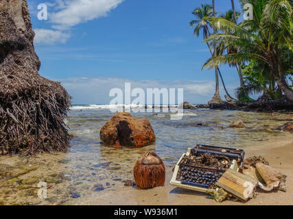 L'île de Bastimentos, Bocas del Toro, PANAMA - Mars 22, 2017 : Old typewriter échoué sur le rivage d'une plage paradisiaque Banque D'Images