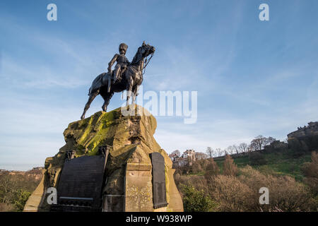 Royal Scots Greys Memorial statue sur Princes Street, Edinburgh, Royaume-Uni. Banque D'Images