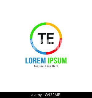 Logo TE initiale modèle avec cadre moderne. TE lettre minimaliste design logo vector illustration Illustration de Vecteur