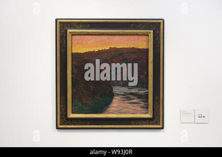 Peinture 'Vallée de la Creuse. Sunset' par le peintre impressionniste Claude Monet (1889) sur l'affichage dans le Musée Unterlinden (Musée Unterlinden) à Colmar, Alsace, France. Banque D'Images