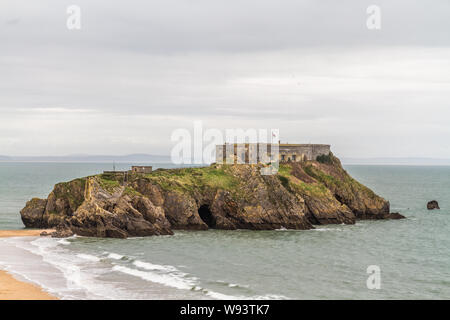 St Catherine's Island une petite île à marée lié à Tenby dans Pembrokeshire, Pays de Galles, paysage Banque D'Images