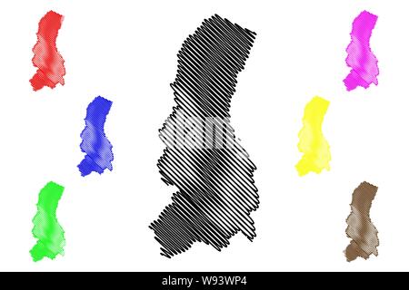 Département de La Paz (État plurinational de Bolivie, les ministères de la Bolivie) map vector illustration, scribble sketch carte de La Paz Illustration de Vecteur