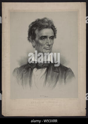 Abraham Lincoln à partir d'un portrait tiré de la vie par Charles A. Barry, Springfield, Illinois, Juin 1860 / sur pierre par J.E. Baker J.H. Bufford's Lith. 313 Washington St. à Boston. Banque D'Images