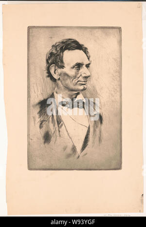 Abraham Lincoln, buste portrait, sans barbe, faisant face à droite Banque D'Images