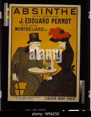 Extra-absinthe supérieure J. Édouard Pernot. Société Anonyme Montbéliard (Doubs) Mont-Christ Liqueur / / L. Cappiello. Banque D'Images