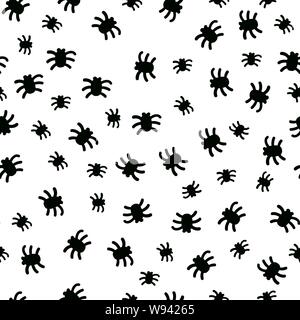 Les araignées noir motif transparente pour halloween décoration de surface. Vector petit signe de peur des insectes. Illustration de Vecteur