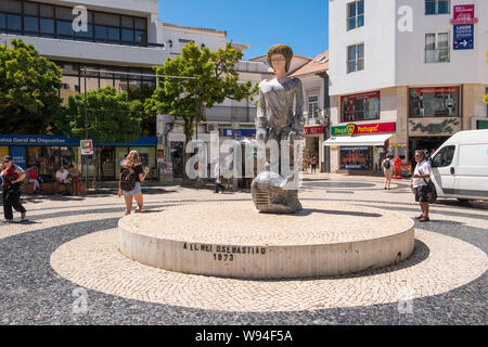 El Rei Dom Sebastiao statue en Praça de Gil Eanes dans la ville de Lagos dans l'Algarve Portugal Banque D'Images