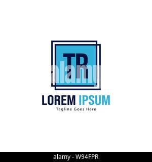 Logo TR initiale modèle avec cadre moderne. Lettre TR minimaliste design logo vector illustration Illustration de Vecteur