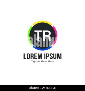 Logo TR initiale modèle avec cadre moderne. Lettre TR minimaliste design logo vector illustration Illustration de Vecteur