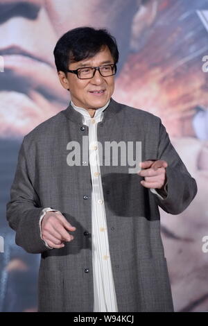 L'acteur de Hong Kong Jackie Chan est photographié lors d'une première pour son nouveau film, 2013 Histoire de la police, à Beijing, Chine, 22 décembre 2013. Banque D'Images