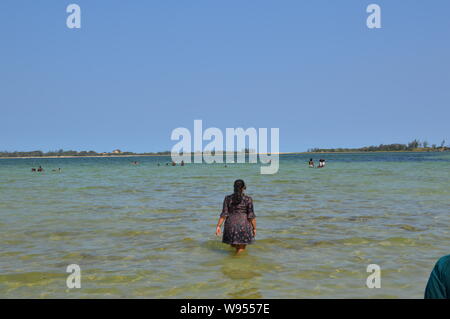 Belle plage de Brewers Bay et lagon près de Maputo au Mozambique Banque D'Images