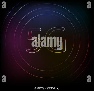 La technologie 5G. Réseau de l'icône. Vector abstract. Nackground néons. Effets lumineux. 5G de nouveaux contacts avec les gens. Internet mobile. Illustrations vectorielles Illustration de Vecteur