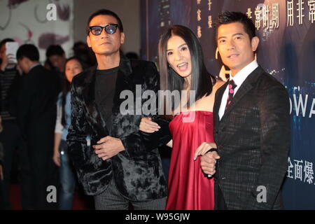 (De gauche) Hong Kong l'acteur Tony Leung Ka Fai, actrice de Hong Kong Hong Kong, Charlie Young, chanteur et acteur Aaron Kwok assister à la première du film Banque D'Images