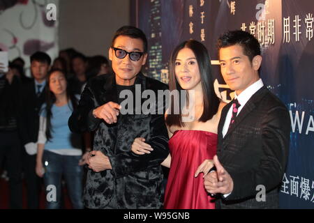 (De gauche) Hong Kong l'acteur Tony Leung Ka Fai, actrice de Hong Kong Hong Kong, Charlie Young, chanteur et acteur Aaron Kwok assister à la première du film Banque D'Images