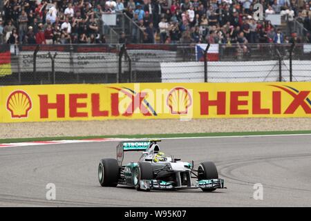 Mercedes-AMG de Nico Rosberg en concurrence de l'Allemagne avant la formule gagnante, Grand Prix de Chine sur le Circuit International de Shanghai à Shanghai, Banque D'Images