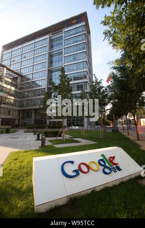 --FILE--Vue sur le siège de Google en Chine Beijing, Chine, 21 août 2011. Google est à la recherche d'effectuer une série de coups d'élargir son presenc Banque D'Images