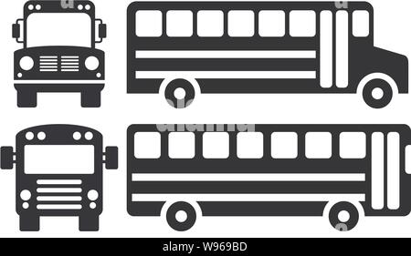 Autobus scolaire vecteur icônes isolé sur fond blanc. noir et blanc illustration de school bus Illustration de Vecteur