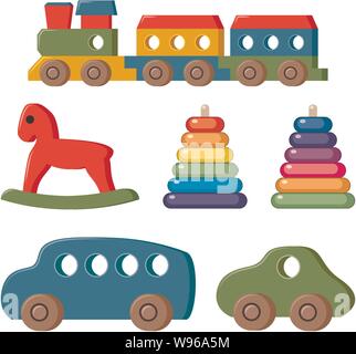 Vector set de jouets pour les enfants. collection de jouet enfant dessins animés. télévision icône concevoir pour l'illustration de jeu Illustration de Vecteur