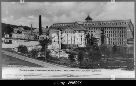 American Thread Co., n° 2, de l'usine et le barrage, Willimantic, Conn. Banque D'Images