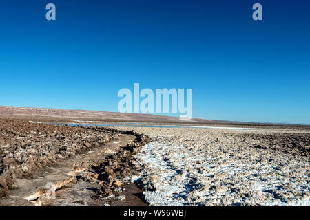 Escondidas Lagunas (trésors cachés) d'Baltinache l'un des lieux secrets du désert d'Atacama, les lagunes turquoise entouré d'une épaisse couche de sel Banque D'Images