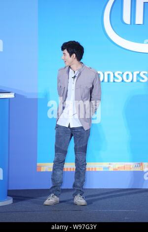 Wang Leehom chanteur taiwanais assiste à l'événement mention d'Intel Ultrabook à Taipei, Taiwan, le 5 juin 2012. Banque D'Images