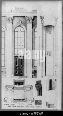 Détails de dome, portes à tambour, l'Est et l'ouest en direction de marbre de péristyle Banque D'Images