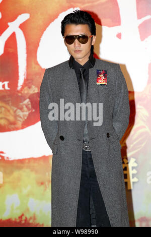 Hong Kong, chanteur et acteur Nicholas Tse assiste à la première du film, Shaolin (2011), à Hong Kong, Chine, le 24 janvier 2011. Banque D'Images