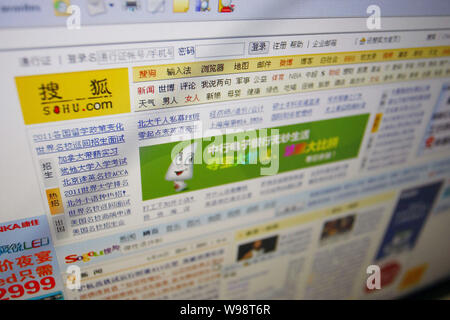 --FILE--Photo prise à Shanghai, Chine, le 28 septembre 2010 présente le site internet de Sohu.com. Sohu.com, l'un des plus grands portails web en Chine, a t Banque D'Images