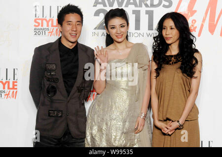 (De gauche) Hong Kong, chanteur et acteur Jaycee Chan, le fils de Jackie Chan superstar kungfu chinois Huang Yi, actrice et chanteuse et actrice de Hong Kong Banque D'Images