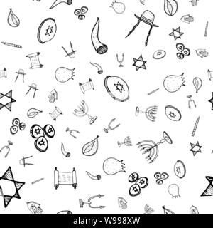 Seamless pattern set de Pourim, grande conception pour tout usage. Motif transparent isolé sur fond blanc. Hanouka doodle set. Fun holiday arrière-plan. Illustration de Vecteur