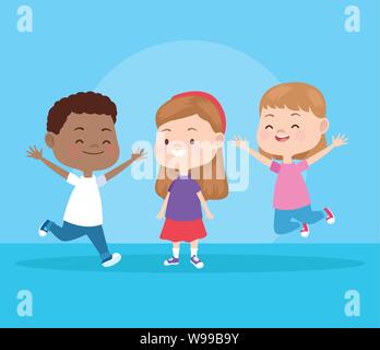 Les enfants jouent et caricatures smiling Illustration de Vecteur