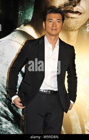 Takeshi Kaneshiro acteur taiwanais assiste à la première du film, Wu Xia, au Hong Kong Convention and Exhibition Centre, Hong Kong, Chine Banque D'Images