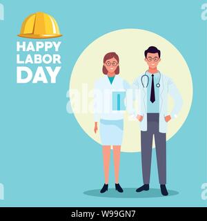 Carte de célébration de la fête du travail aux Etats-Unis Illustration de Vecteur