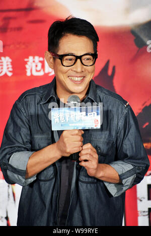 Jet Li acteur kungfu chinois participe à une conférence de presse pour le film en 3D, Flying swords of Dragon Gate, à Beijing, Chine, 23 mai 2011. Banque D'Images