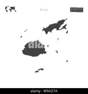 Fidji scénario vierge site isolé sur fond blanc. High-Detailed silhouette noire Carte de Fidji. Illustration de Vecteur