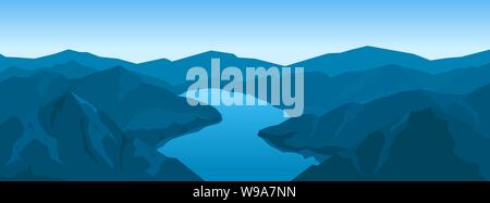 Paysage de montagnes et de la rivière Illustration de Vecteur