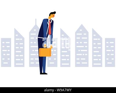 Businessman triste assez déçu office worker Illustration de Vecteur