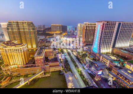 La ville de Macao skyline at night. Banque D'Images