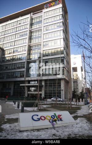 --FILE-- Vue du siège de Google Chine à Beijing, Chine, le 13 janvier 2010. Google Inc envisage d'arrêter ses opérations en Chine Banque D'Images