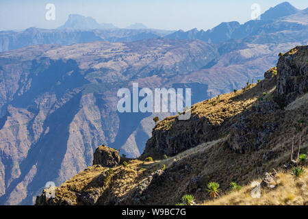 Un paysage extraordinaire dans les montagnes simien, l'Éthiopie. Banque D'Images