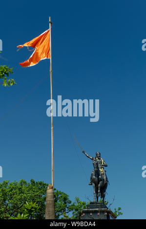 Chatrapati Shivaji King statue à Pratapgad, Maharashtra, Inde. Banque D'Images