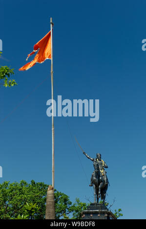 Chatrapati Shivaji King statue à Pratapgad, Maharashtra, Inde. Banque D'Images