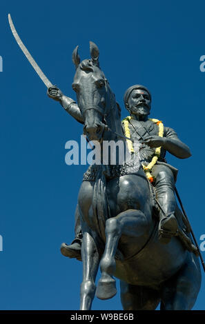Chatrapati Shivaji King statue à Pratapgad, Maharashtra, Inde. Banque D'Images