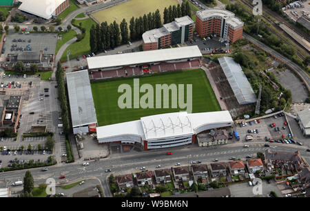 Vue aérienne de l'Hippodrome, la masse de Wrexham FC Accueil Banque D'Images