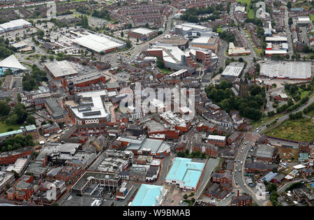 Vue aérienne du centre-ville de Wrexham, Wales Banque D'Images