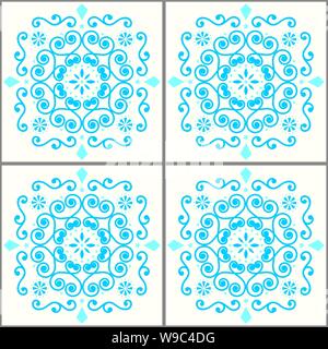 Tuiles de Lisbonne, l'Azujelo vecteur bleu carreaux marocains transparente design - retro motif bleu marine portugaise, carreau décoratif background Illustration de Vecteur