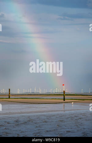 Arc-en-ciel sur la plage de Norderney, voyage Allemagne Banque D'Images