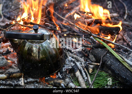 Ancien électrique métal brillant au soleil sur un feu, Voyage Vacances week-end, un jour d'été, photo horizontale Banque D'Images